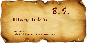 Bihary Irén névjegykártya